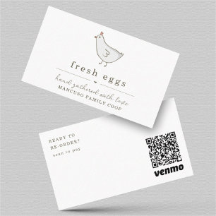 Carte de visite d'oeufs frais Venmo QR Code pour r