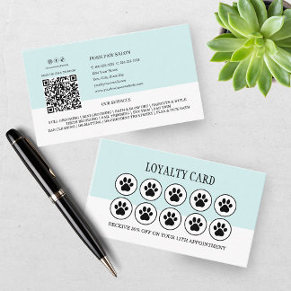 Carte De Visite Dog Grooming Teal Loyalty Card Pet Salon