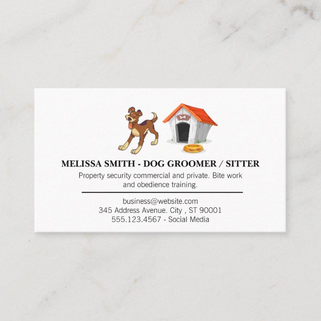 Carte De Visite Dog House et Doggie (Devant)