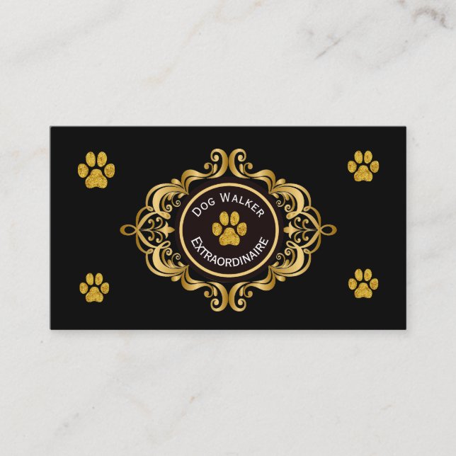 Carte de visite Dog Walker avec Empreinte de patte (Devant)