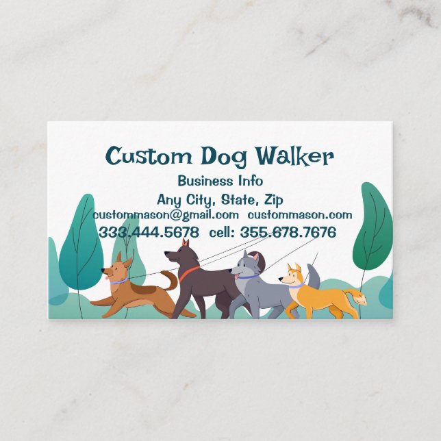 Carte De Visite Dog Walker Walking Services aux animaux de compagn (Devant)