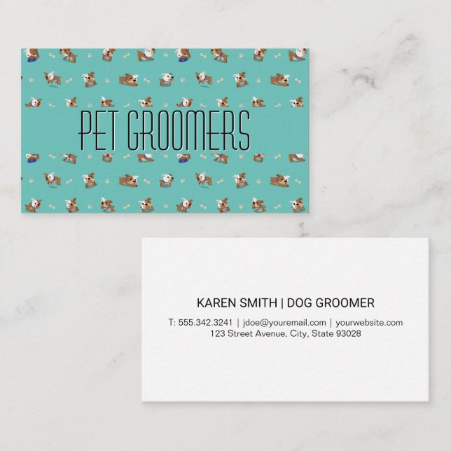 Carte De Visite Doggie et Motif d'os | Services animaux (Devant / Derrière)