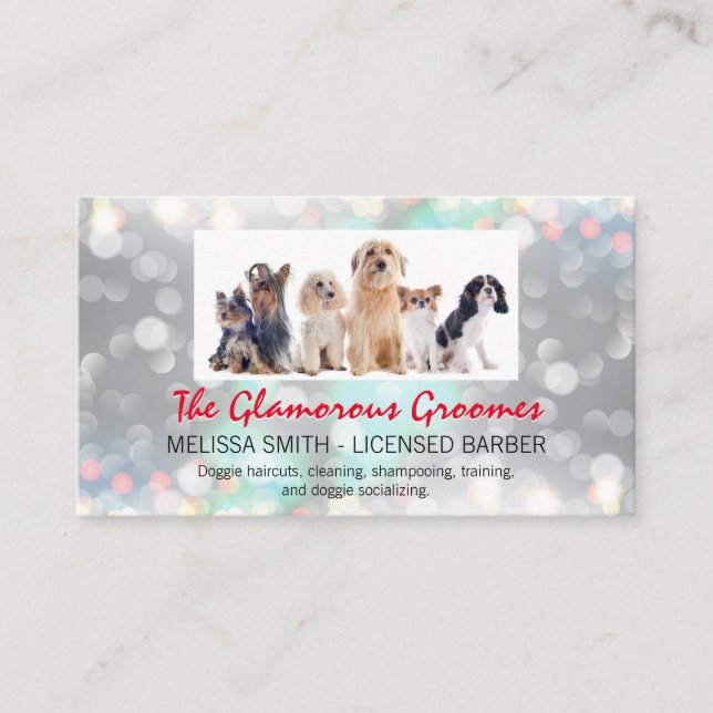 Carte De Visite Doggies | Arrière - plan d'étincelle (Devant)