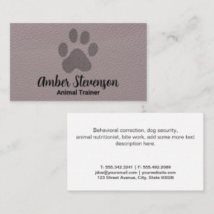 Carte De Visite Doggy Paw   Arrière - plan en cuir