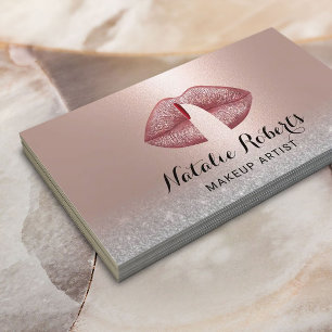 Carte De Visite Doigt sur les lèvres Blush Rose Gold Maquillage Ar
