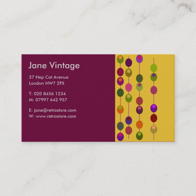 Carte de visite d'olives de cocktail (Devant)