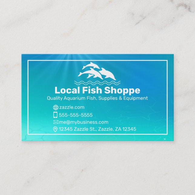 Carte De Visite Dolphin, aquarium de poisson Boutique (Devant)
