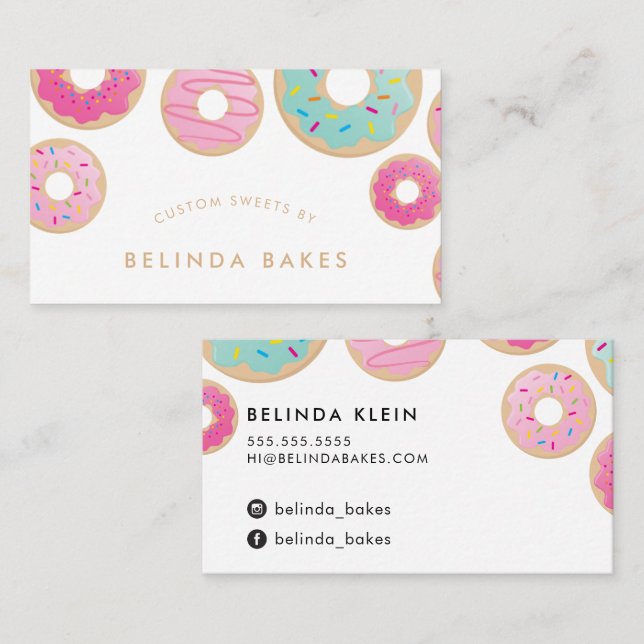 Carte De Visite DONUT BAKER LOGO pâtisserie mignonne confection me (Devant / Derrière)