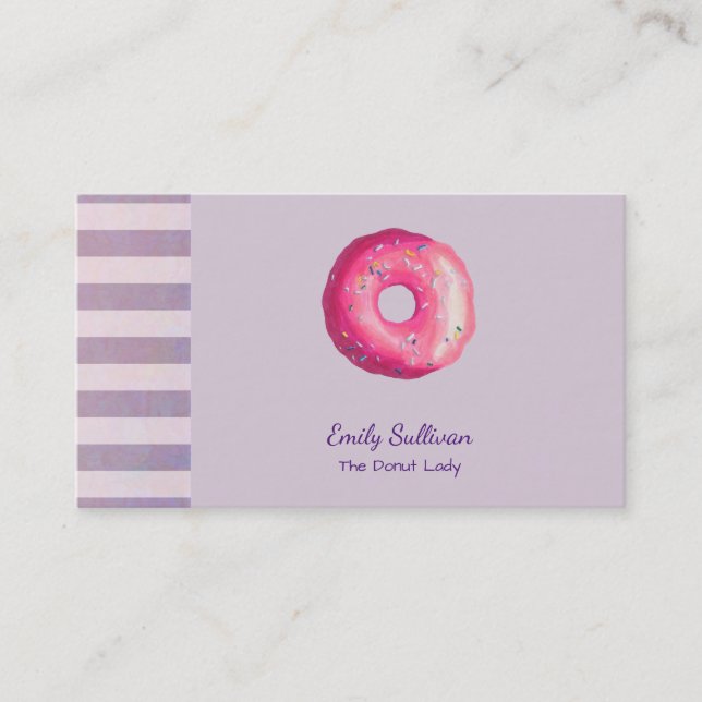 Carte De Visite Donut With Pink Frosting And Sprinkles (Devant)