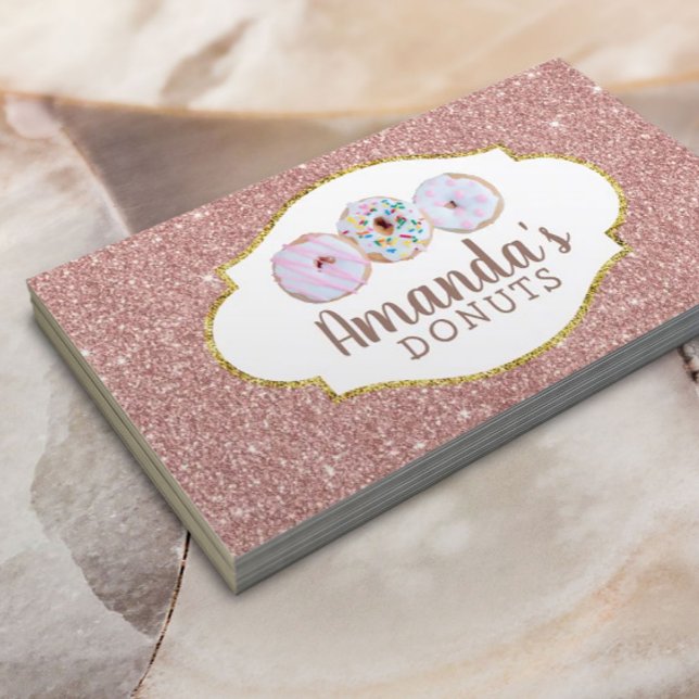 Carte De Visite Donuts Cupcake Boulangerie Pâtisserie Rose or Part (Créateur téléchargé)