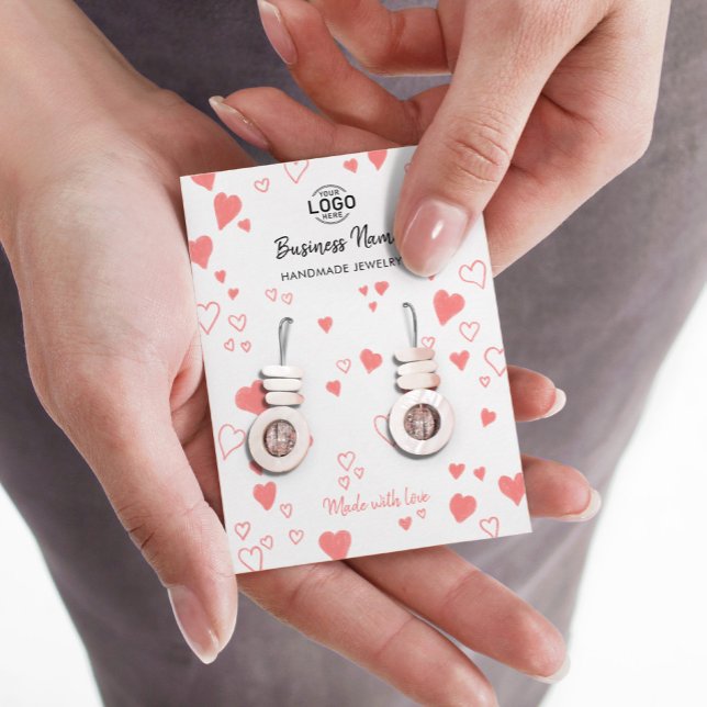 Carte De Visite Doodle Hearts Bijoux blancs Boucles d'oreilles Dis (Créateur téléchargé)