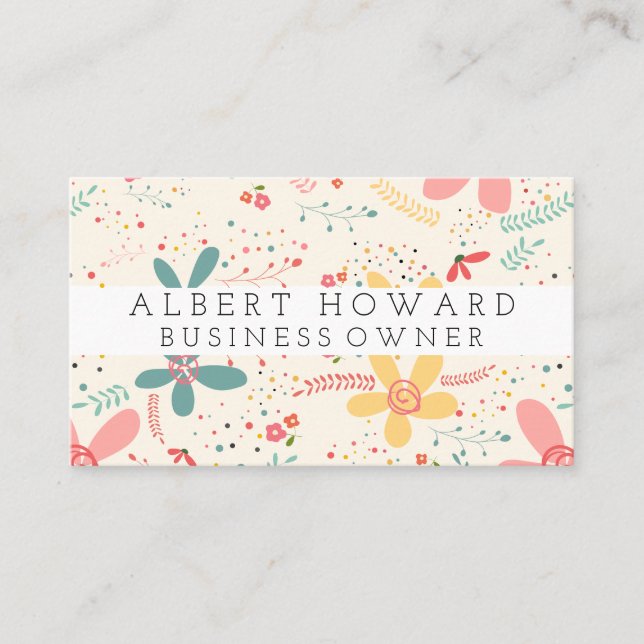 Carte De Visite Doodles de fleurs (Devant)