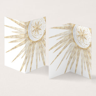 Carte De Visite Doodles d'or élégants Sun Moon Mandala Design