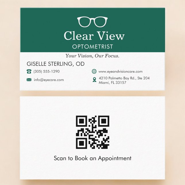 Carte de visite d'optométriste avec code QR Vision (Créateur téléchargé)