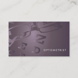 Carte de visite d'optométriste en verre