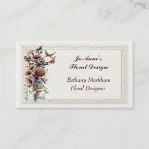 Carte de visite d'or de bouquet floral