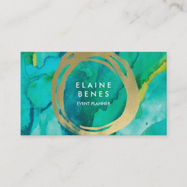 Carte de visite d'or de turquoise d'art moderne (Devant)