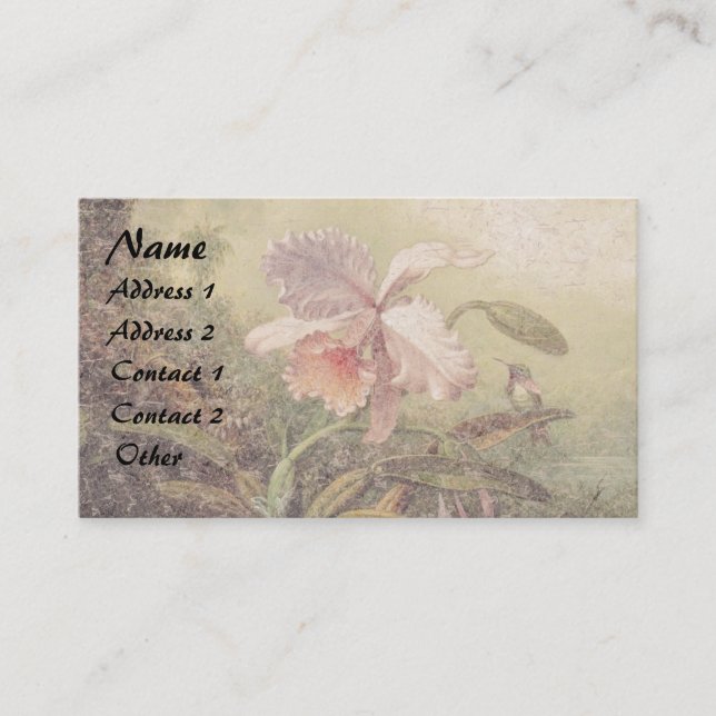Carte de visite d'orchidées d'oiseaux de Heade (Devant)