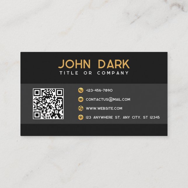 Carte de visite doré et noir avec QR (Dos)