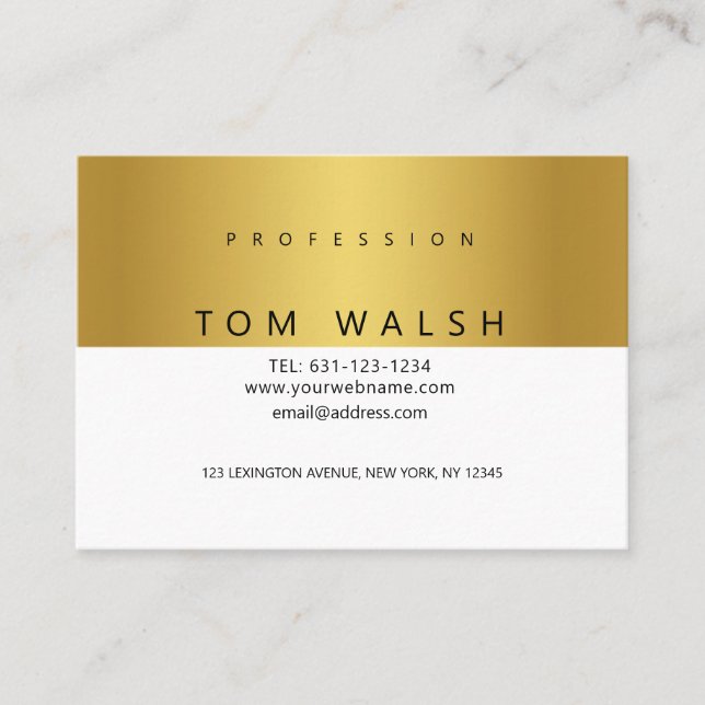 Carte de visite dorée blanche élégante simple pers (Devant)