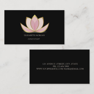 Carte de visite dorée Chic Black Lotus