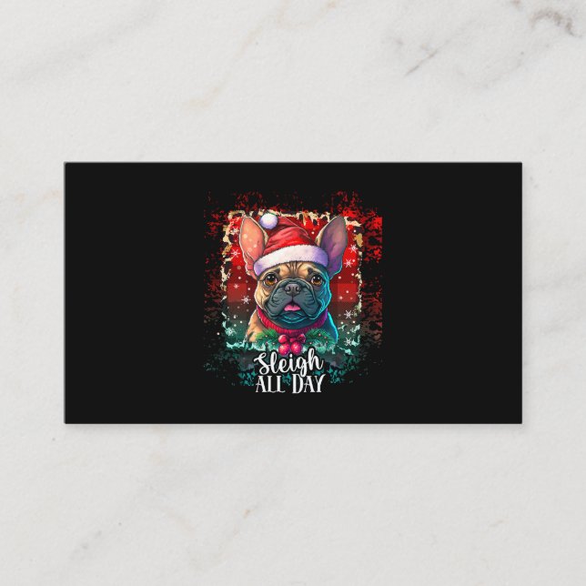 Carte De Visite Dormez toute la journée drôle Français Bulldog Noë (Devant)