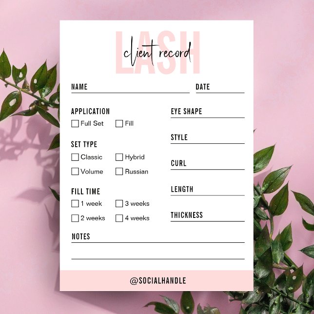 Carte De Visite Dossier client Feminine Blush Rose Moderne (Créateur téléchargé)