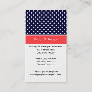 Carte De Visite Dots Coral Name Monogram