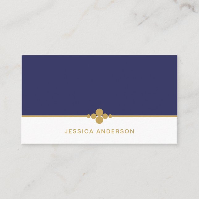 Carte De Visite Dots d'or bleu marine (Devant)