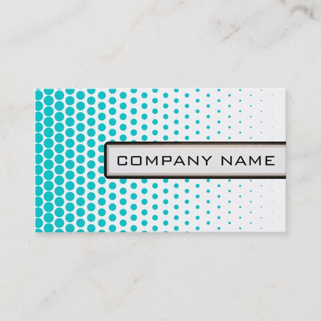 Carte De Visite Dots Turquoise Techno Élégant Blanc Moderne (Devant)