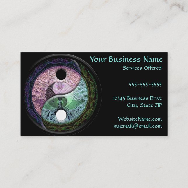 Carte De Visite Double arbre de Yin Yang de la vie (Devant)