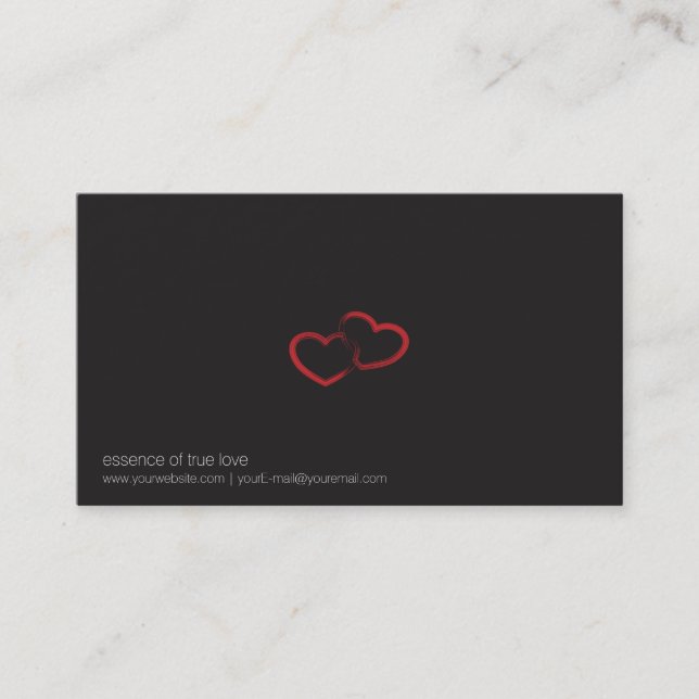Carte de visite double coeur rouge (Devant)