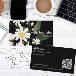 Carte De Visite Double face sur noir avec code QR