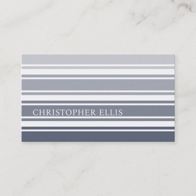 Carte De Visite Double Striped | Slate Blue Ombre (Devant)