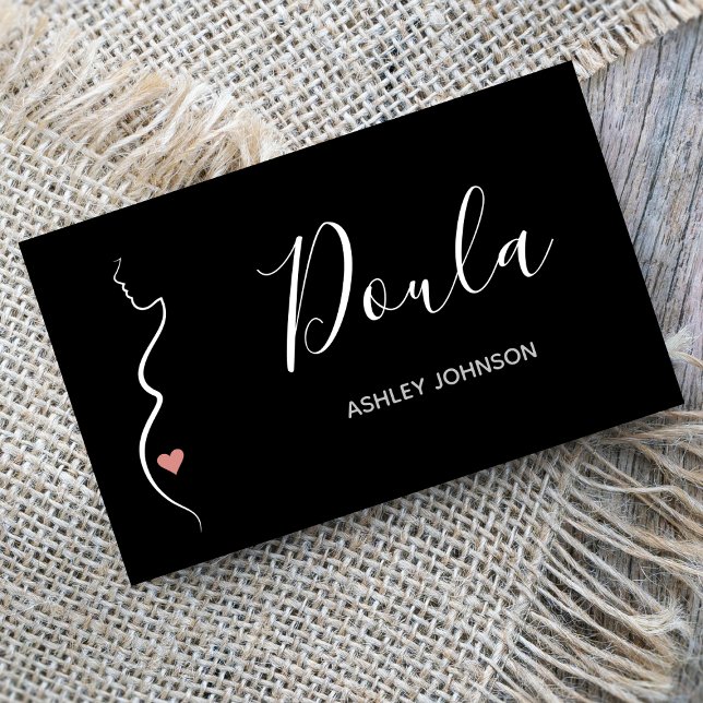 Carte De Visite Doula Simple Minimal Nettoyer Noir & Blanc Classiq (Créateur téléchargé)