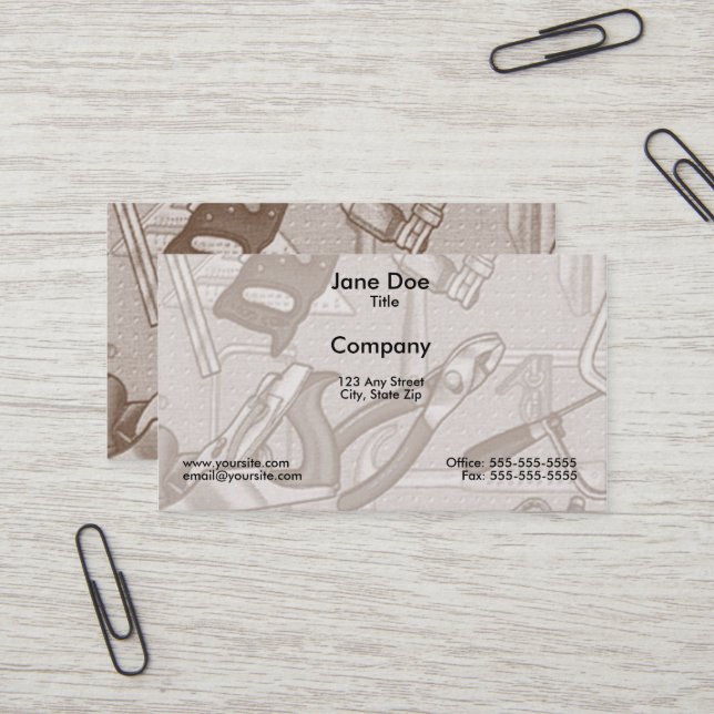Carte de visite d'outils (Devant/Arrière en situation)