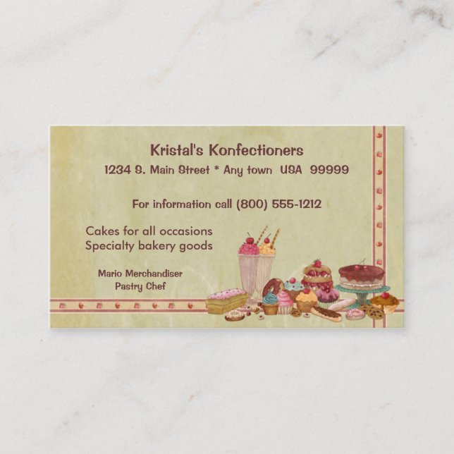 Carte de visite doux de magasin (Devant)