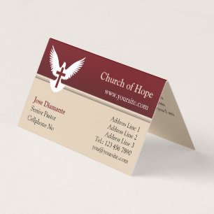 Carte De Visite Dove avec croix rouge et beige busi plié
