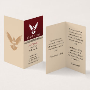 Carte De Visite Dove avec croix rouge et beige Vertical replié