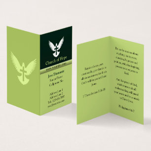 Carte De Visite Dove avec Cross Forest Green Vertical Foltical