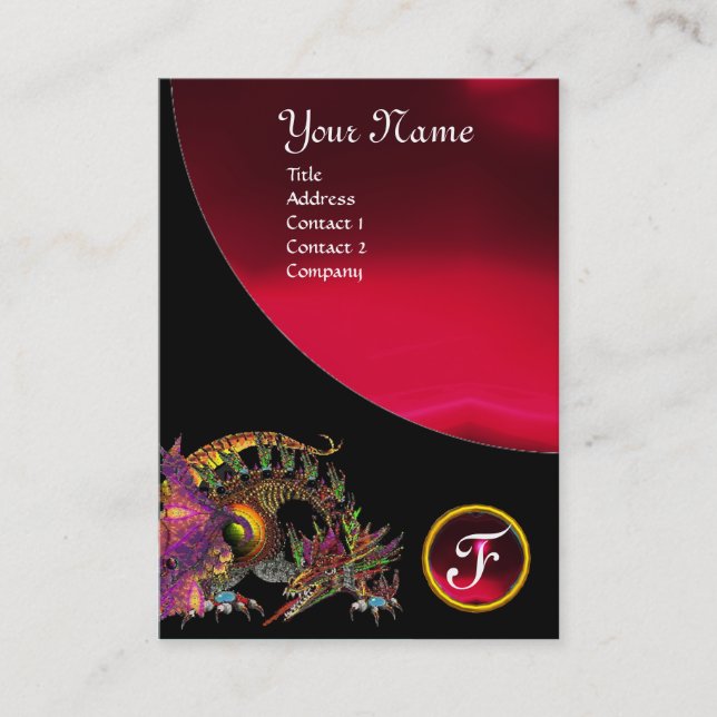 Carte De Visite DRAGO GEM STONE MONOGRAM noir rouge bordeaux (Devant)