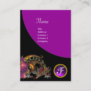 Carte De Visite DRAGO / Imaginaire Dragon Monogramme Black Purple 
