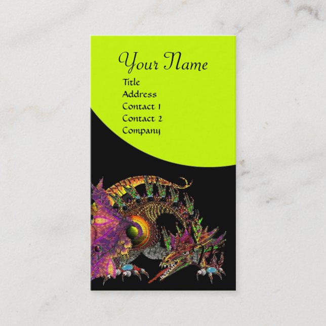 Carte De Visite DRAGO Imaginaire Dragon Monogramme noir violet jau (Devant)