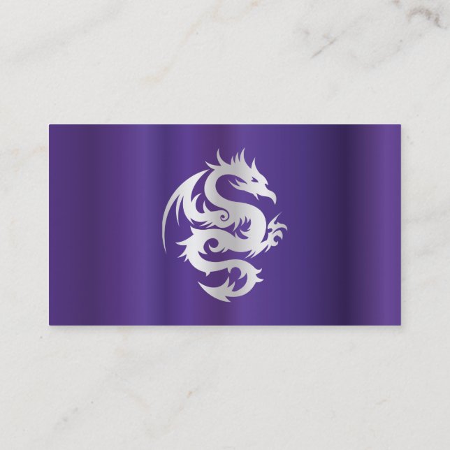 Carte De Visite Dragon argenté sur le pourpre impérial (Dos)