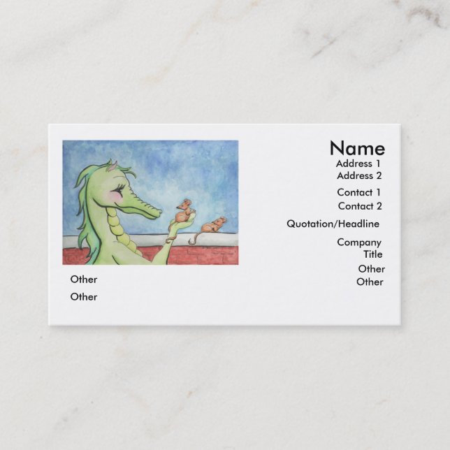 Carte De Visite Dragon avec des souris (Devant)