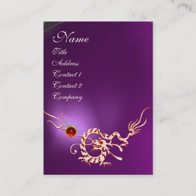 Carte De Visite DRAGON DE MER 2 AMÉTHYSTE MONOGRAM violet blanc ro (Devant)