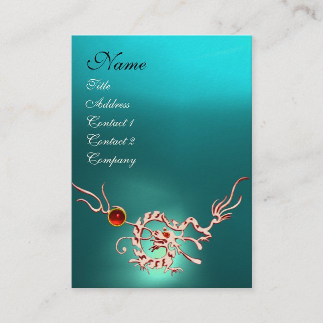 Carte De Visite DRAGON DE MER 2 AQUAMARINE MONOGRAMME bleu blanc r (Devant)