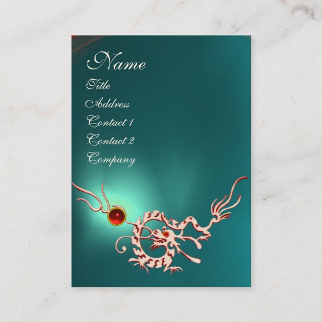 Carte De Visite DRAGON DE MER 2 AQUAMARINE MONOGRAMME bleu blanc r (Devant)
