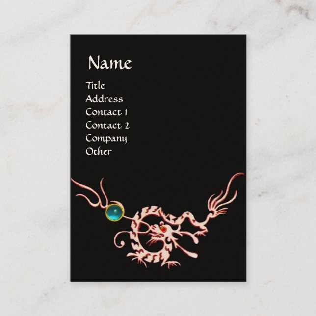 Carte De Visite DRAGON DE MER 2 MONOGRAMME AQUAMARINE noir blanc b (Devant)