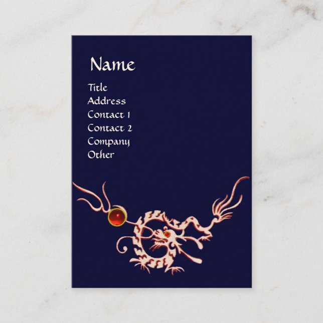 Carte De Visite DRAGON DE MER 2 MONOGRAMME DE RUBY blanc rouge ble (Devant)